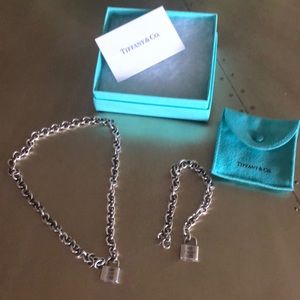 Tiffany&Co Sterling lock necklace and bracelet set